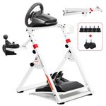 GTPLAYER Steering Wheel Stand for G25 G27 G29 G920 Foldable Racing Wheel Stand with Cup Holder Adjustable Height/Angle, Driving Simulator Gaming Wheel Stand