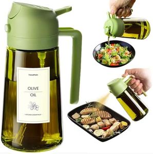 TrendPlain - Original 16oz/470ml Olive Oil Dispenser Bottle for Kitchen Gadgets and Air Fryer Accessories - Olive Oil Sprayer for Cooking w/Stickers (Light Blockage) - Green