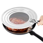 Splatter Screen for Frying Pan, Frying Pan Splatter Guard, Stainless Steel Grease Splatter Guard with Silicone Handle, Stepped Slot Frying Pan Cover Fits 7.8 in & 9.4 in & 11 in Diameter Cookware