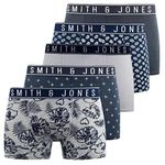 Smith and Jones Mens Boxers Shorts (5 Pack) Multipacked Underwear Gift Set, Mens Boxers Trunk(L,Wales)