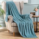 MIULEE Flannel Fleece Throw Blankets Soft Warm Comfortable Throws for Sofa Corduroy Fluffy Blanket Bed Throw for Bedroom Couch Travel Kids Bedroom Accessories 60x80Inch Grey-blue