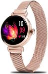 Easyfone DM70 Minimalist Fashion Smart Watch for Women (Answer/Make Calls), World Smallest Round 1.04" AMOLED Screen Fitness Tracker with Heart Rate Sleep Monitor, Notification and a Free Leather Band