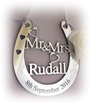 Personalised Wedding Mr & Mrs Good Luck Bridal Lucky Keepsake Horseshoe Gift. 45 Ribbon Colour Choices. AGiftForYouUK. H18