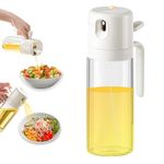 2 in 1 Oil Dispenser and Oil Sprayer Premium Olive Oil Dispenser Bottle with Automatic Cap, Non-Drip Spout Oil Mister Oil Spray Bottle for Cooking, Kitchen, Salad, Barbecue Gray 550ML/ 18.6fl.oz