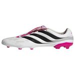 adidas Predator Precision.3 Youth Firm Ground Cleats, White/Black/Pink, 6 Big Kid