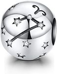 12 Constellations Charm Compatible 925 Sterling Silver Women Family Friend Birthday Charm Zodiac Sign Charms for Pandora Bracelet or, Sterling Silver