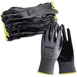 Nitrex 250 Work Gloves - General Handling Safety Gloves, Abrasion Resistant Nitrile Palm Coating, Polyester Liner, Enhanced Grip, Mechanical and Industrial Protection - 10 Pairs - Size 9