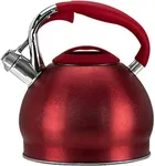 PriorityChef Tea Kettle For Stovetop, Soft Touch RapidCool Handle, Won't Rust Food Safe Stainless Steel Teapot Body, Whistling Tea Pot Compatible with All Stove Tops, Red