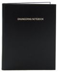 BookFactory® Black Engineering Notebook - 96 Pages (.25" Grid Format), 8" x 10", Black Cover, Smyth Sewn Hardbound (LIRPE-096-SGR-A-LKT4)