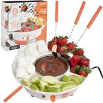 MasterChef Chocolate Fondue Maker- Deluxe Electric Dessert Fountain Fondue Pot Set w 4 Forks & Party Serving Tray -Melting, Warming Caramel, Cheese, Sauce, Romantic Date, Fun Birthday Valentines Gift