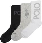 POLO RALPH LAUREN womens Classic Sport Tonal Logo Crew Socks - 3 Pair Pack - Cushioned Cotton Comfort