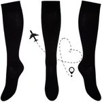 Kensington Flight Socks for Women & Men – 18–21mmHg Graduated Compression – Black Cotton Travel Socks for Long Haul Flights & Work – Anti‑DVT Support