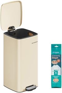 SONGMICS Kitchen Bin, 8-Gallon (30 L) Trash Bin, Steel Pedal Bin, with Inner Bucket, Soft Close and Stays Open, Sand Beige LTB593A02