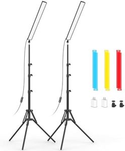 Unicucp 2-Pack LED Video Light Stick with 62.99'' Tripod Stand/Color Filter, 5600K Studio Light Photography Wand Lighting Kit for Game Streaming/Video Recording/Content Creation/Portrait, USB Charger