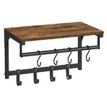 VASAGLE LCR103B01 Wall Coat Rack with 8 Hooks and Shelf for Living Room, Hallway, Bedroom, 40 x 24 x 24 cm, Rustic Brown and Black