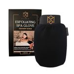 Exfoliating Glove Mitt Body Scrubber - For Dead Skin Scrubbing and Deep Pore Cleansing - Dead skin remover Shower Glove - Pack of 1 Black - by MoroccanSource