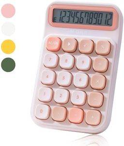 M&G Desk Calculator with Mechanical Buttons, 12 Digit Large LCD Display, Big Button Calculator for Office Home School, Bottom Antiskid, Battery Included (Pink)