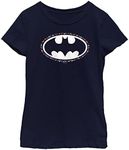 DC Comics Batman Seeing Stars Logo Girls Short Sleeve Tee Shirt, Navy Blue, Medium