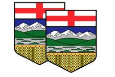 2 PACK: Large Canada Provinces Coat of Arms Flag Sticker Canadian Emblem Decal, for Car Truck Home Office Laptop Bumper Window Banner Decor Province Logo (Alberta AB) - 4 x 5 inches