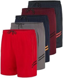 5 Pack: Mens 5 Inch Gym Shorts Running Workout Dry Fit Athletic Active Short for Men with Pockets Inseam Basketball Fitness Quick Training Summer Tennis Sport Exercise Track Casual Work - Set 1, L