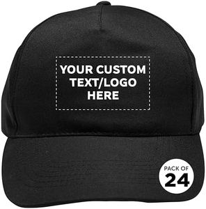 Custom Embroidered Polyester Baseball Caps Set of 24, Personalized Bulk Pack - Great for Businesses, Concert Apparel and Outdoor Events - Black