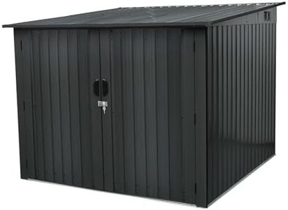 Hanover HANBIKESHD-Gry 4 Bikes, Dark Gray Galvanized Steel Bicycle Storage Shed with Twist Lock and Key for up t