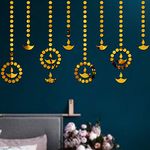 Wall1ders 10 Diya & 200 Dots Mirror Stickers for Wall, Acrylic Mirror Wall Decor Sticker, Wall Mirror Stickers, Acrylic Stickers, Wall Stickers for Hall Room, Bed Room, Kitchen. (Golden) (Golden)