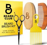 The Beard Club Beard Brush, Beard Pick, Beard Comb and Scissors - Beard Kit for Men Grooming and Care for Beards and Mustaches - Gift Set