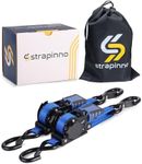 Strapinno Retractable Ratchet Straps - 1 in x 4 ft Heavy Duty Boat Transom Tie Down, 2PCS, 2400lbs Breaking Strength, S Hooks with Safety Clip, for Boat, Jetski, Seadoo, Waverunner, and PWCs (Blue)…