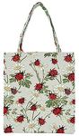 Signare Tapestry Reusable Grocery Eco Friendly Shopping Tote Bag in Floral and Bird Design (Ladybird)