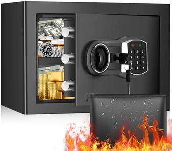 1.2 Cub Home Safe Fireproof Waterproof, Digital Home Security Safe Box with Fireproof Money Bag, Digital Keypad and Spare Keys, Small Fireproof Safe for Home Jewellery Money Valuables