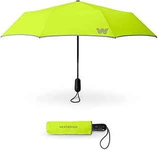 Weatherman Travel Umbrella - Windproof Compact Umbrella - Strong and Resists Up to 45 MPH Winds and Heavy Rain - Great Mini Umbrella For Backpack (Neon Yellow)