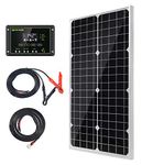 TOPSOLAR30W 12V Solar Panel Trickle Charger Battery Maintainer Kit Monocrystalline with 10A Solar Charge Controller for RV Marine Boat Off Grid System