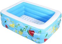 Kiddie Pool, 153cm × 106cm × 46cm Inflatable Pool with Inflatable Soft Floor, Cool Summer Swimming Pool for Kids and Family, Blow Up Pool for Backyard, Garden, Indoor, or Outdoor