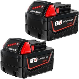 rebicacate Replace for All Milwaukee M18 Battery 48-11-1850 48-11-1840 M18 M18B Cordless Power Tools Compatible with Milwaukee 18V Battery Lithium-Ion 2 Packs