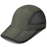 GADIEMKENSD Mens Folding Running Hat Long Brim Golf Hats Quick Dry Baseball Caps Unstructured Breathable Light UPF 50 Cooling Cap for Outdoor Sport Hiking Workout Gym Tennis Travel Army Green