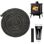 Navaris Log Burner Rope Seal - Stove Sealing Cord - Replacement Sealer For Smoker Fire Log Wood Burning - 3 m long (9'10") - 10 mm (3/8") Diameter - with Adhesive Glue and End Tape
