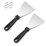 Herogo 2 Pieces Griddle Scraper Set, Stainless Steel Grill Scraper with Black Plastic Handle for BBQ, Burger, Steak, Kitchen, for Grilling teppanyaki Meat, Cleaning The Grill pan, Dishwahser Safe