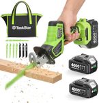 Cordless Reciprocating Saw 21V: One-Handed Reciprocating Saw with 0-3500 RPM Brushless Motor, 2 x 4.0Ah Batteries, 8 Quick-Change Blades, LED Light, Perfect for Wood PVC Metal Cutting
