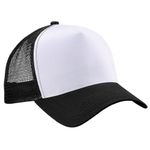 Beechfield Mens Half Mesh Trucker Cap / Headwear (One Size) (Black/White)