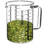 Simax Glass Measuring Cups in Grams, Borosilicate Glass Ml Measuring Cup, 32 Oz Liquid Measuring Cup Glass for Metric Measurements, Liter, Milliliter, Ounce, Sugar & Flour Grams, No Drip Pour Spout