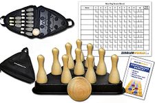 Zieglerworld Table Shuffleboard Bowling Brown Pins - Pinsetter - Rules Booklet - Score Chart - Carrier Bag & Wood Ball