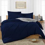 Easy Bedding- 300 Thread Count- 3 Piece Rajai/Quilt/Duvet Cover Set- 100% Cotton Duvet Cover with 2 Pillow Cover-Zipper Closure Comforter Cover-Queen Size Navy Blue Solid