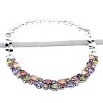 Necklaces for Women, Classic Multi Gemstones Silver Necklaces with Amethyst Garnet Morganite Peridot Women Jewelry, Silver Plated, peridot amethyst garnet morgane