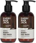 Every Man Jack Unscented Beard + Face Wash - Fragrance Free for Sensitive Skin - Naturally Cleanse and Condition Your Beard and Skin - 6.7-ounce (2 pack)