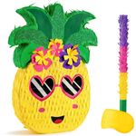 WERNNSAI Small Pineapple Pinata - Pinata with Blindfold and Bat for Girls Boys Kids Pinata for Hawaiian Tropical Luau Party Supplies Summer Fruit Themed Birthday Party Decorations for Fiestas Carnival