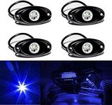 YONEDA LED Rock Lights 4PODS Waterproof LED Neon Underglow Light for Car Truck ATV UTV SUV Offroad Boat Underbody Glow Trail Rig Lamp (Blue)