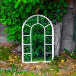 Maribelle Large Decorative White Metal Arch Mirror - Garden, Outdoor, Home Use