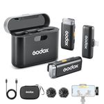 GODOX WES1 Kit2 Wireless Lavalier Microphone for iPhone/Lightning, 8H Battery Life, Dual Channel 2.4G Wireless Mic, 200m(656ft.) Range, Noise Cancelling with Charging Case for Vlogging, TikTok