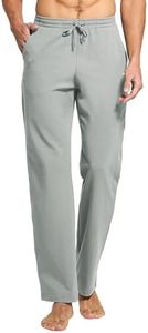 Willit Men's Cotton Yoga Sweatpants Exercise Pants Open Bottom Athletic Lounge Pants Loose Male Sweat Pants with Pockets Stone Gray XL